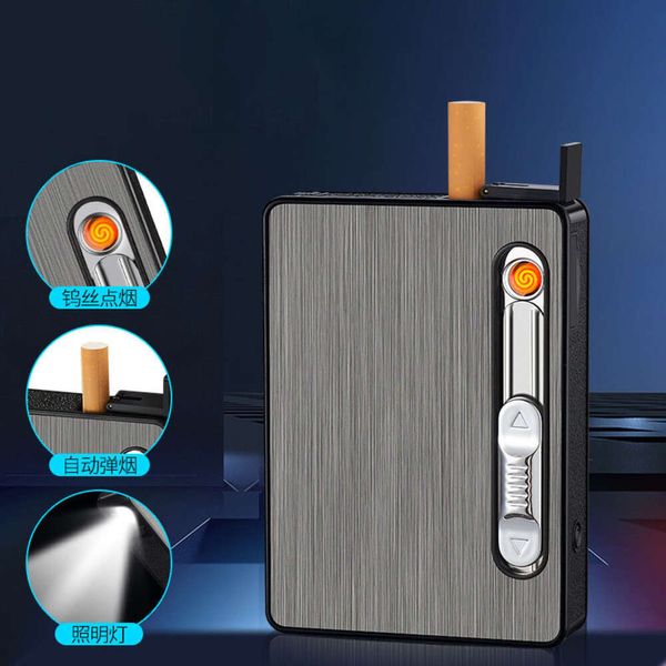 HB273 10PCS Cuse Case USB LIGHTER Automatic Cigarette Box Электрическая более легкая поддержка лазер