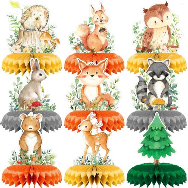 Украшение вечеринки 9pcs Jungle Animal Desktop украшения сафари декор для мальчика или девочки 1 -й день рождения детский душ