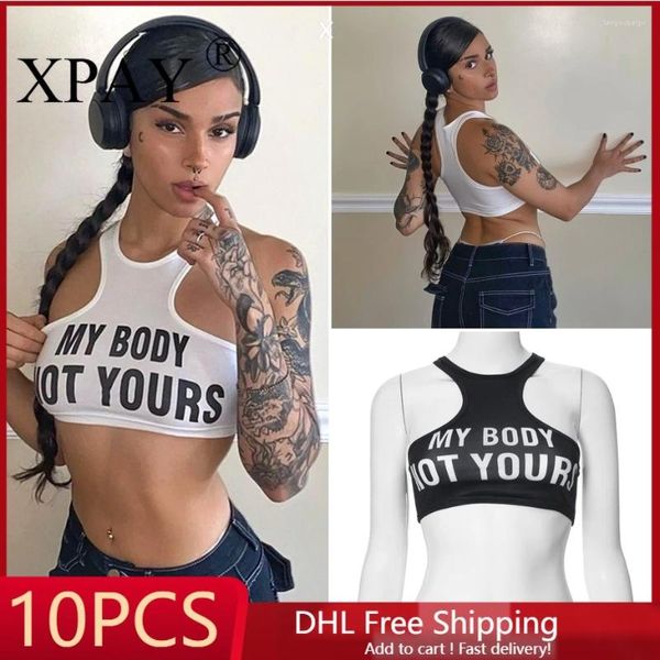 Kadın Tankları 10 PCS Toptan Toplu Ürünler Çok Seksi Mektup Baskı T-Shirt Yelek Kadın Giyim