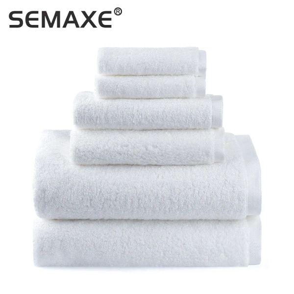 Set Semaxe Luxus Badetuchset, 2 große Badetücher, 2 Handtücher, 2 Gesicht Handtücher.Baumwolle sehr saugfähige Badezimmertücher weiß