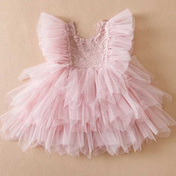 Kız Elbiseleri fırfırlar Dantel Yaz Elbisesi Kızlar İçin 1-5 YRS GERİ YÜKSEK Yürümeye başlayan çocuklar Çocuk Doğum Günü Prenses Elbise Bebek Tatil Gündelik Vestidos