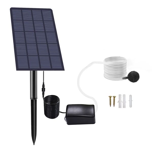 Accessoires Haushalt Solar Sauerstoffsauerstoffpumpe 0,8 l/min Solar angetrieben 2,5 W Lärm Luftpumpe für Gartenbrunnen Fischtankpool -Teich