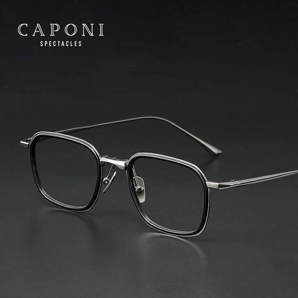 Caponi Pure Mens Glasses Frame Computador Anti-azul Luz UV400 Proteção óculos de moda Retro Espectáculos JF22010 240430