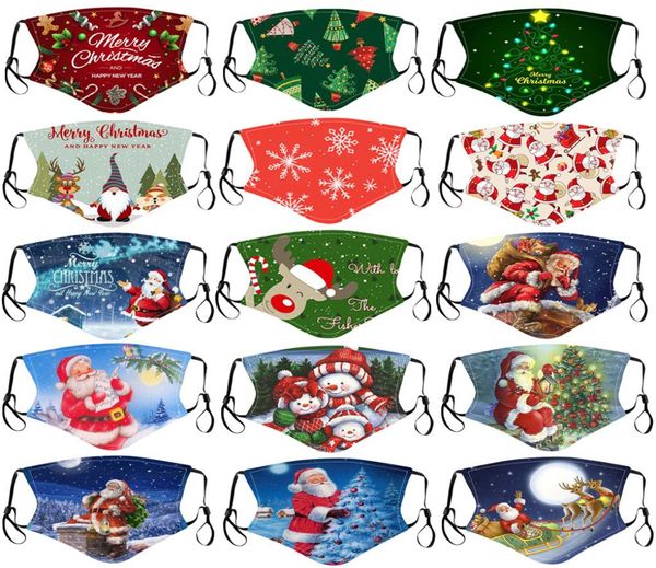 Christmas Face Mask Kids Papai Noel Gift Gift Snowflake Designer de desenho animado da infância Máscara facial de poeira respirável PM25 Adulto Facema5580193