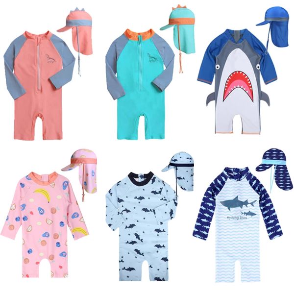 Costumi da bagno bambini costume da bagno a maniche lunghe un pezzo da bagno per bambini cartone animato upf50+ guardia da bagno per bambini