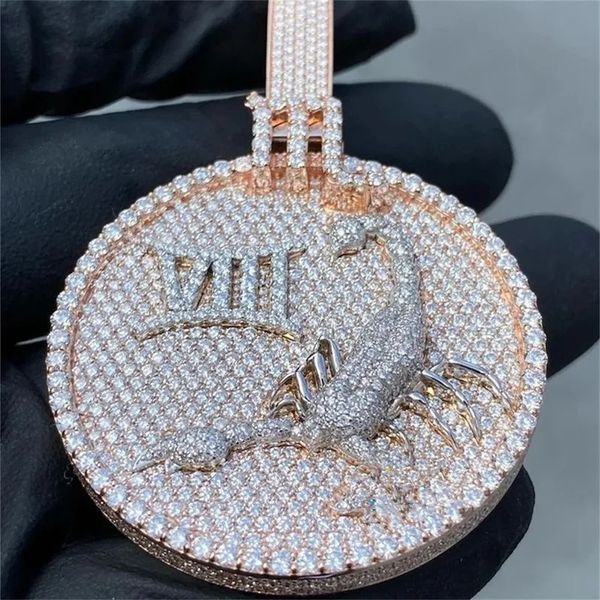 Jewe Custom Scorpion Medallion pendente gelado fora Diamond Charm Hip Hop Jewelry Solid 925 Sterling Silver Chain For Men 240424