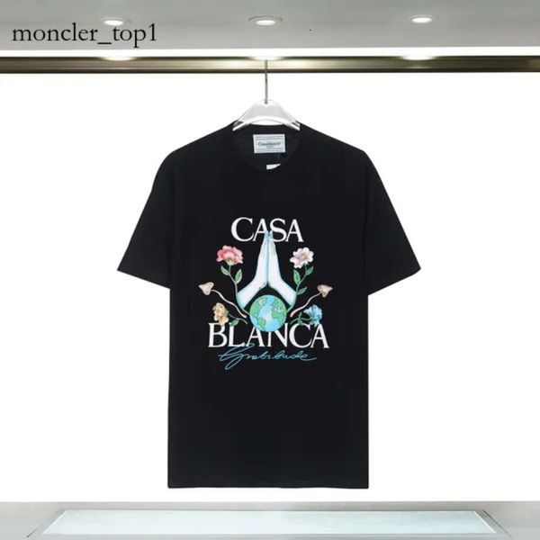 Casa erkek tişörtleri tasarımcı Kazablanc tişört moda erkekler gündelik tişörtler adam giyim sokak tişörtleri tenis kulübü blanca şort kol kıyafetleri lüks 4137