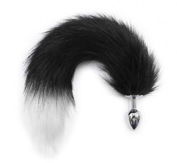 Tappo di testa da 25 cm Diametro Cosplay Tail Fox Sexspielzeug Anal Plug Sex Toy Sex Toy 41 cm Black White Women Dog Cat Tail Dildo5448569