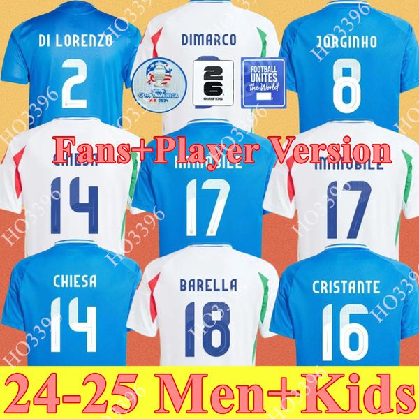 2024 Euro Cup Soccer Trikots Nationalmannschaft Baggio 24 25 Italia Jersey Verratti Chiesa Vintage Jorginho Football Shirt Barella Maldini Kids Kit Home and Away Player