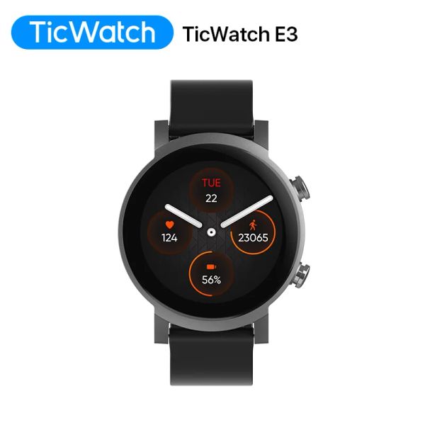 Watches Ticwatch E3 (Yenilenmiş) OS OS GİYDİR MEN VE ERKEKLERİ İÇİN SAĞLIK SÜRÜCÜ 4100 8GB ROM IP68 Su Geçirmez Google Pay