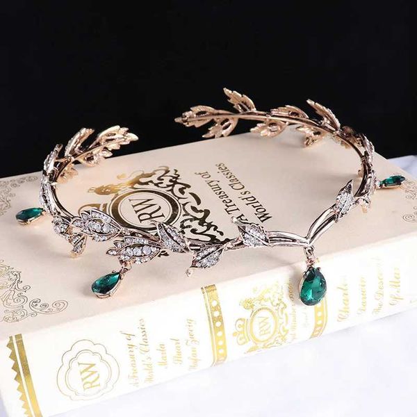 Fasce per la testa kmvexo vintage black smeraldo verde corona a corona di cristallo helpice elf bandana abbigliamento da donna accessori per capelli per matrimoni Q240506