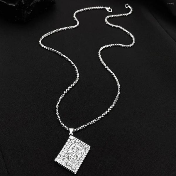 Anhänger Halsketten falten biblische Buchkreuz vielseitige Männer und Frauen explosive kreative Halskette Vintage -Schmuckzubehör Accessoires