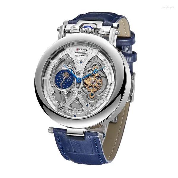 Orologi da polso diversi lussuosi scheletro maschile orologio da uomo in pelle tourbillon orologi automatici