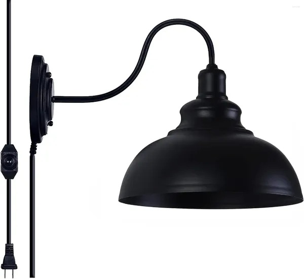 Lampada a muro Lightss Dimmable Sconce Plug in con Dimmer On Off Switch Black Barn Light Aipeck Secondo