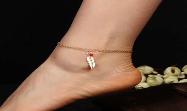 Semplice catena etnica caviglia alla caviglia della caviglia piuma anklet Halhal Braclet Jewelry Beach Pulseras Tobilleras Mujer2323423