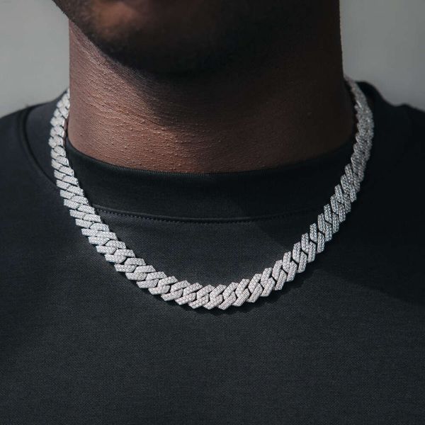 Cadeia cubana de fábrica 925 Silver Rapper Jewelry Men 12mm Iced Out VVS Moissanite Cuban Link Chain