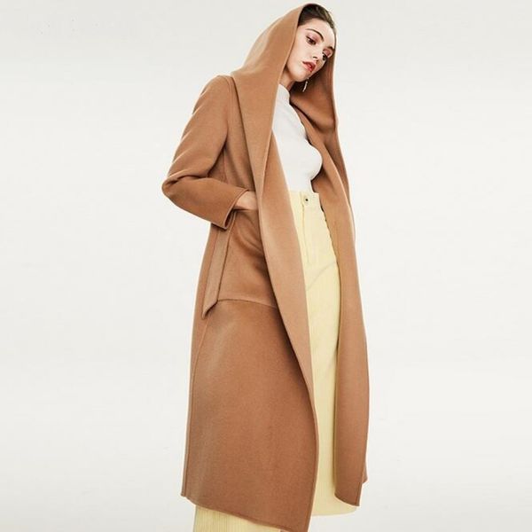 Campo in lana a doppia faccia a doppia faccia in cammello Women Wool Color Camel Coat 170N