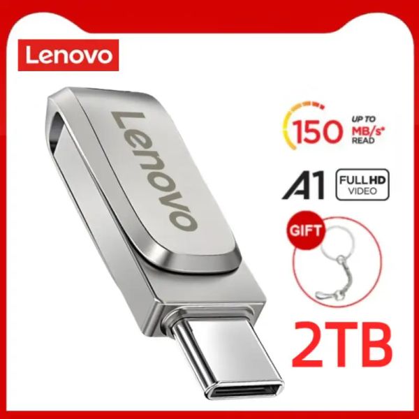 Adaptör Lenovo Pen Drive 2TB 1TB OTG 128GB Tip C Yüksek Hızlı USB 3.0 Flash Sürücü Akıllı Telefon MacBook Tablet için Harici Bellek Çubuğu