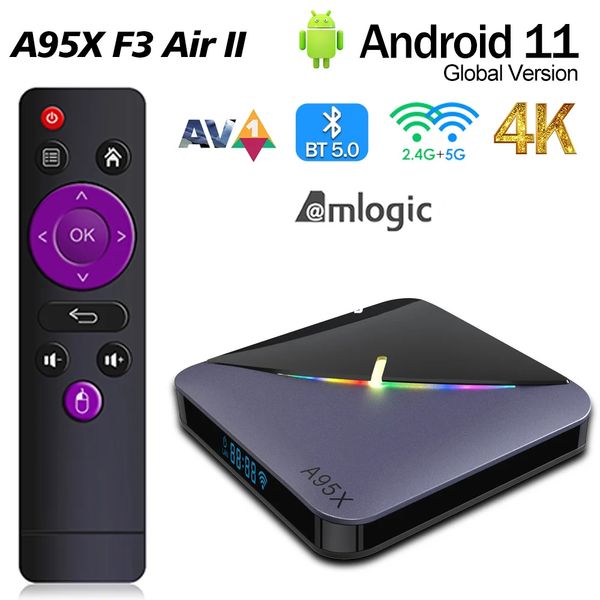 A95X F3 AIR II TV box Android11 AMLOGIC S905Y4 RGB BT5.0 AV1 3D 2.4G5G WiFi 4K HDR Media Player Set Top Box PK Tanix W2