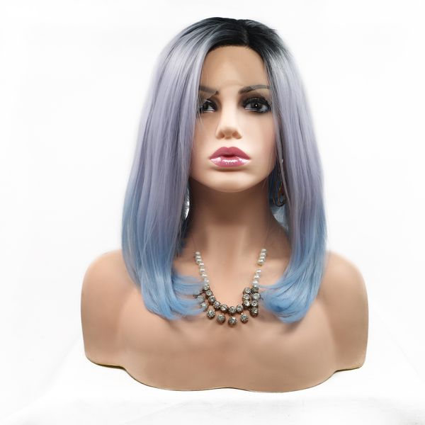 180 Densidade ombre reto Bob Wigs HD 13x4 Perucas frontais de renda para mulheres perucas de cor alta temperatura de fibra química de fibra de seda de alta temperatura