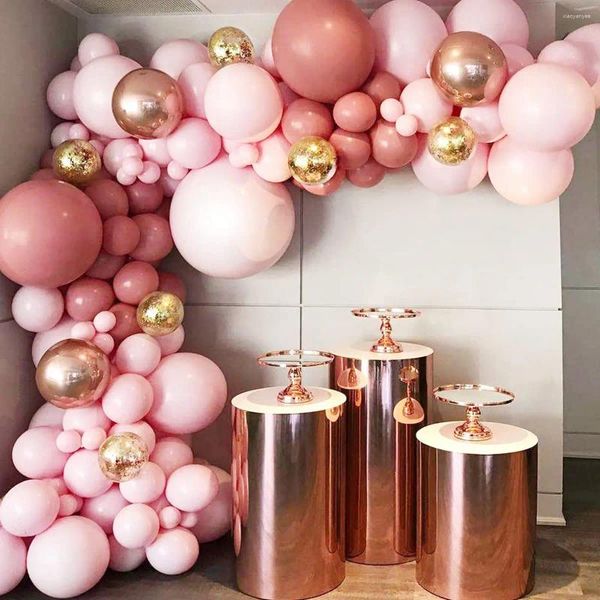 Partydekoration 1 2 3 Jahre Mädchen Geburtstagdekorationen Retro Pink Ballon Hochzeitsbögen Valentinstag Babypartyzubehör Vorräte