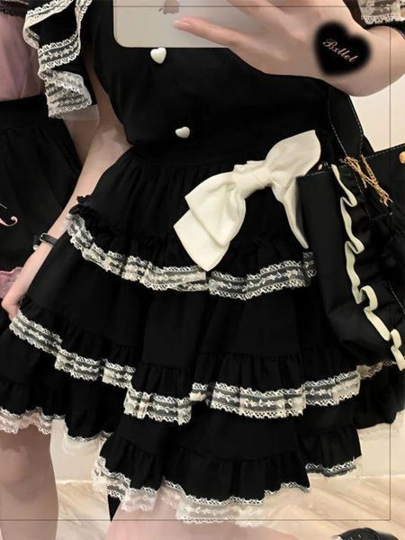Skirts 2024 Vintage giapponese Kawaii Mini Cake Women JK Jupe Elegante Lolita Sexy High Waist Lace Y2K Gonna gotica estetica dolce