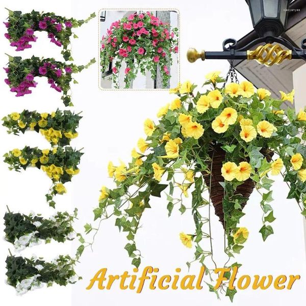 Flores decorativas 2pcs Flor artificial Via videira simulada Morning Vine Glory Fake Plastic W9v6