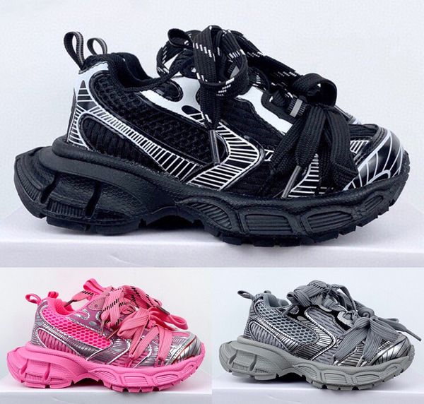 Sneakers Kids Designer 3xL Säuglinge Casual Shoes Track 10 Pink Trainer Schwarz weißes Netz bequemes Nylon 9.0 Sneaker-Schnürsenkel Jogging Wandergröße 26-37