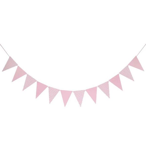 BANNER FLAGS 12 FLAGGS 18 cm Garlands rosa Garlands Banchine di pannelli Bannate di Pennant Baby Shower Wedding Ghirlanda Flags Decorazione per feste