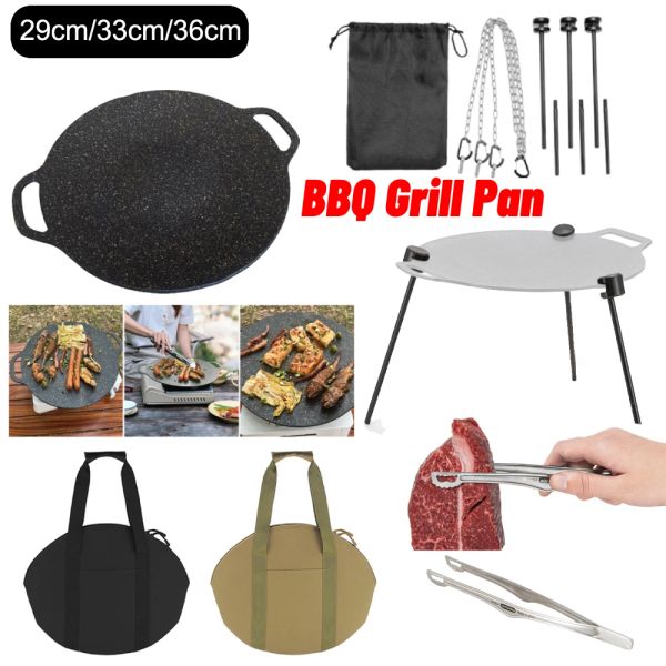 Grills 30/33/36 cm de churrasqueira antiaderente pan coreana churrasqueira churrasqueira placas de carne Plancha para cocinar acampamento ao ar livre Fry Fry Pan