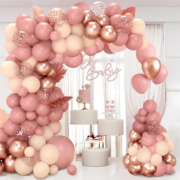 Decorazione per feste Balloon rosa Garland Kit retrò metallico Champagne oro oro in lattice arco in lattice per il tè Bachelorette Wedding