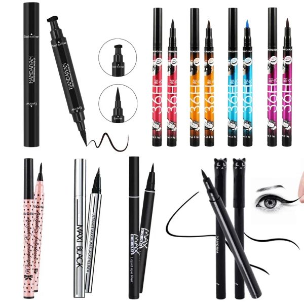 Eyeliner 1 pezzi a doppio testata black eyeliner triangolo sigillo eyeliner 2in1 waterproof Eyes make kit con eyeliner penna timbro eyeliner