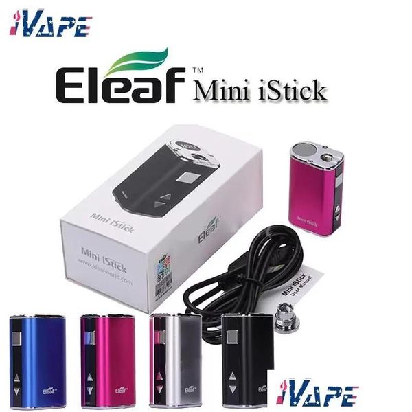 Caixas de armazenamento de bateria Eleaf Mini ISTICK 10W Kit embutido 1050mAh Variable Variable Tovage Box Mod com entrega de gotas de ego USB BAT DHX9V