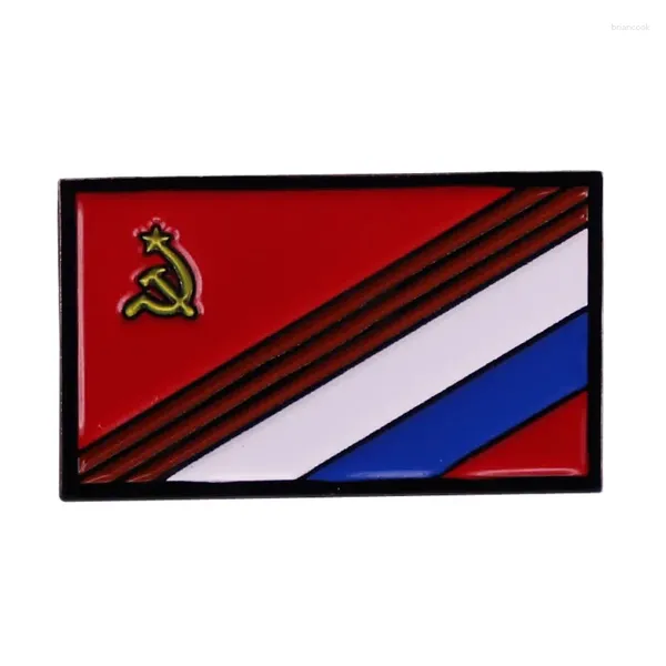 Rus Mashup Broş Birliği Komünizm Rozeti ile Broşlar Sovyet Bayrağı
