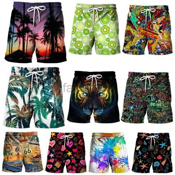 Herren Plus -Size -Shorts Hawaiian Herren Beachhosen Digitaldruck Sommer Graffiti Capris Farb Casual Shorts