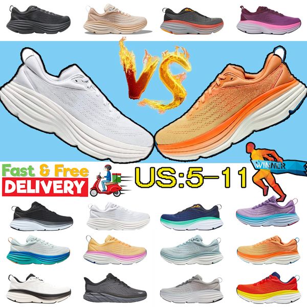 New Style Mens Running Shoes Designer Sneakers Bondi 8 9 Triple Black Branco Lunar Rock Shell Coral Peach Goblin Blue Womens Trainers