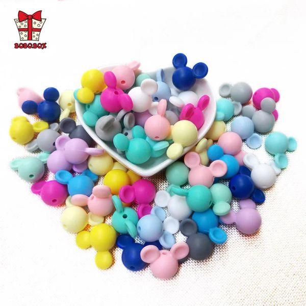 Blocks bobo.box 50pcs desenho animado de silicone solto BPA BPA Free Silicone Beads Teether Animal Diy Baby Beads de dentição Toys de grau alimentar