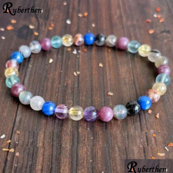 MG1615 Design del filo MG1615 WOMENS 6 MM Super Seven Chakra Mala guarigione per tutti i chakra Bracciale Mente Body Spiritual Attunemen Dhsro