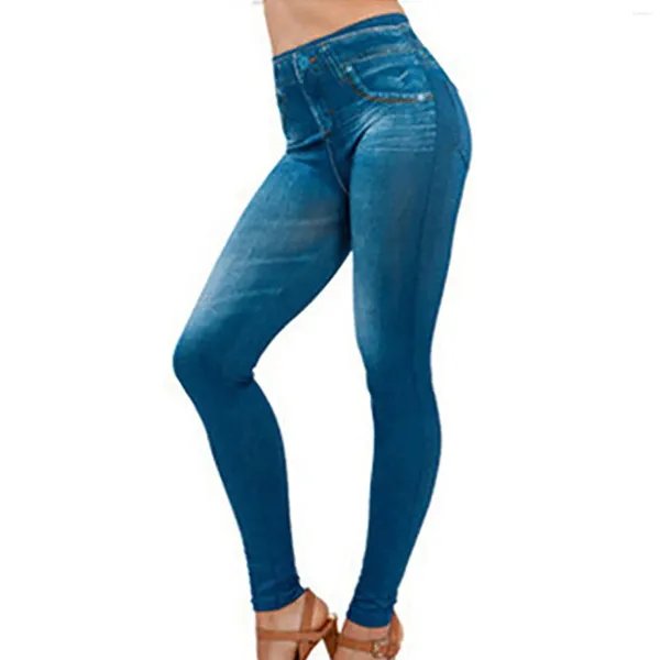 Jeans feminino estilo ioga mulheres altas cintura térmicas falsas jeggings leggings