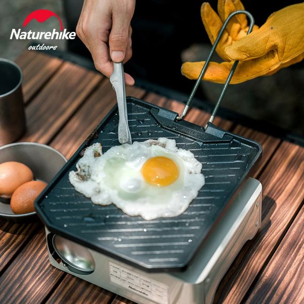 Kochgeschirr Naturhike Camping Frittierpfanne Nicht -Stick Camping Grill Pan BBQ Frittierplatte Tragbares Außenwanderungskochgeschirr Camping Cookware