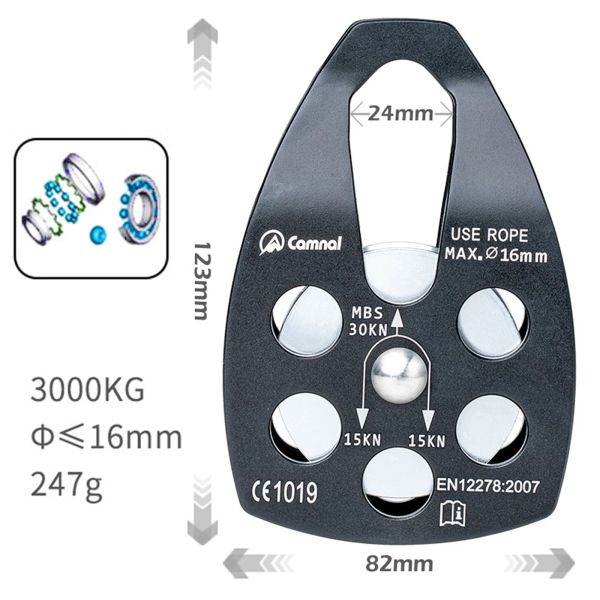 Acessórios Pulley Gear Montanhista escalada de escalada Polia de rolo único, polia de carruagem Equipamento de arborista rapelista