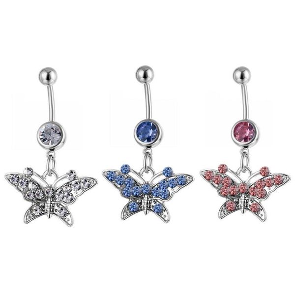 D0141 Butterfly Belly Navel Knopf Ring Mix Colors012347682256