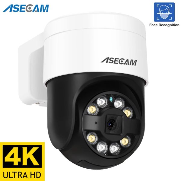 Câmeras ASECAM 8MP 4K PTZ IP Camera Outdoor AI Detecção de Face Audio Poe H.265 Onvif CCTV RTSP Detecção Humanóide Câmera de Segurança