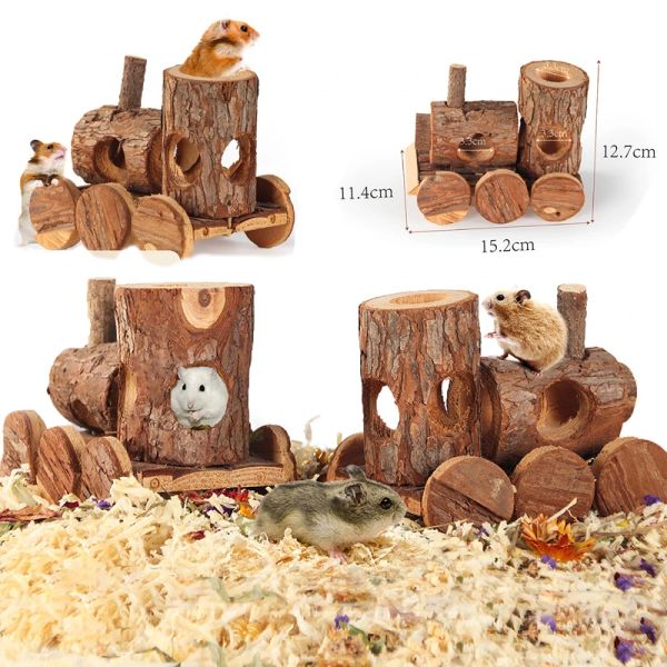 Gabbie fatte a mano Riparo di criceto in legno Drago Drago Cat Hedgehog Guinea Pig Squirrel Golden Wire Dente che macina Villa Original Wooden House