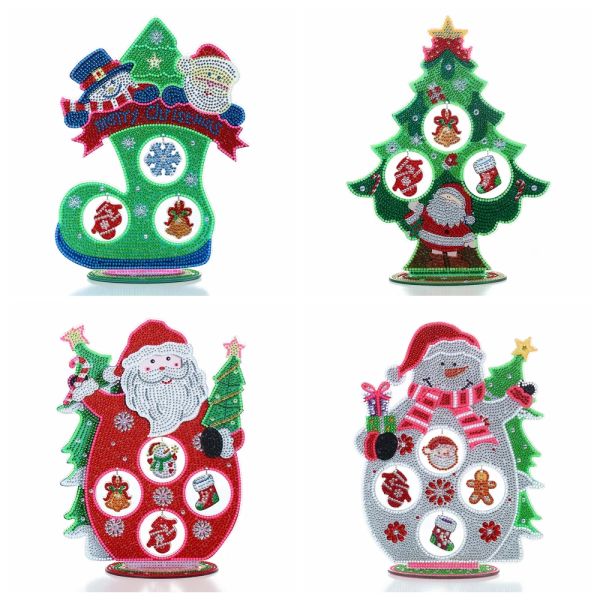 Stichdiy Diamond Malerei Weihnachtsbaumtisch -Tisch -Ornamente Diamond Art Luminous Special Shaped Diamond Stickerei Santa Claus Kit Kit