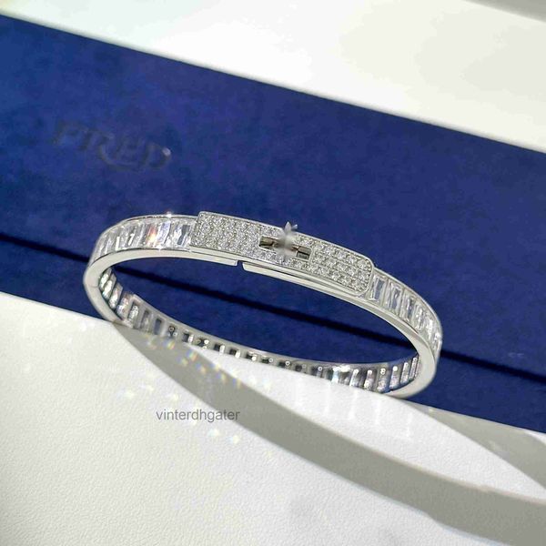 Top-HRMS-Designer S925 Sterling Silver Belt Square Diamond Full Armband Kelly Serie Leichte Luxus High-End-Schnalle Lock Original 1to1 mit Box