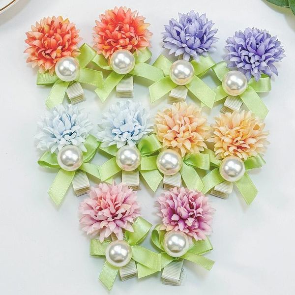 Acessórios para o cabelo 2pcs/cenos de moda clipes de flores pérolas barretas florais festa de praia de casamento para mulheres meninas