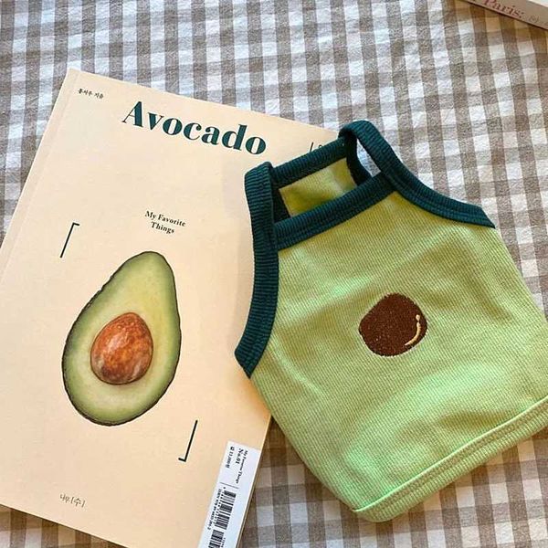 Hundekleidung Sommer Haustier Hosenträger Katze Avocado Weste Kätzchen Welpe Obstdruck T-Shirt Teddy Kleidung Sonnenschutzmantel H240506