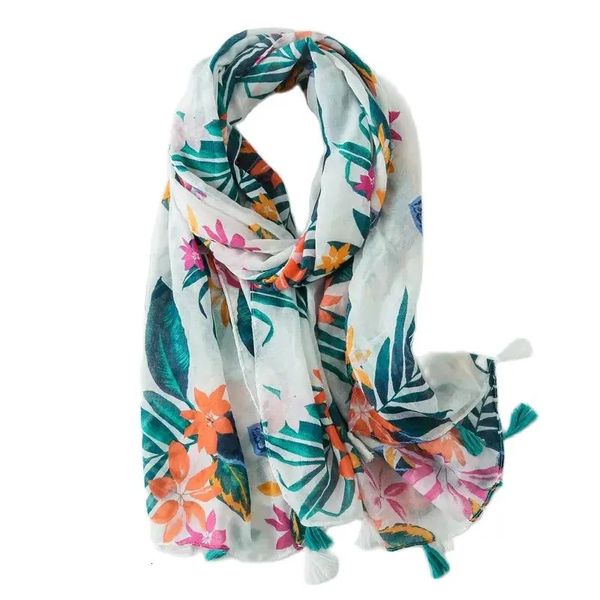 Sciarpe da spiaggia estiva di Golexury Viscosa a scialle di stampa tropicale Top Green Leaf SCARF per donne Ladies Hijab 240429