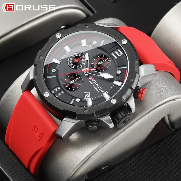 Armbanduhren Boruse Fashion Mens Uhren Top wasserdichte Sport -Quarz Chronograph Wristwatch Business Casual Watch mit Box